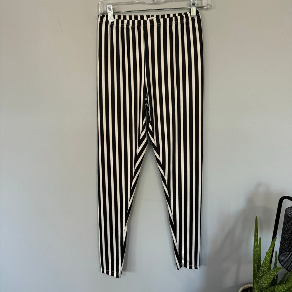 SHEIN Black & White Beetlejuice Stripe Pull On Pants Women's Size Small / 4